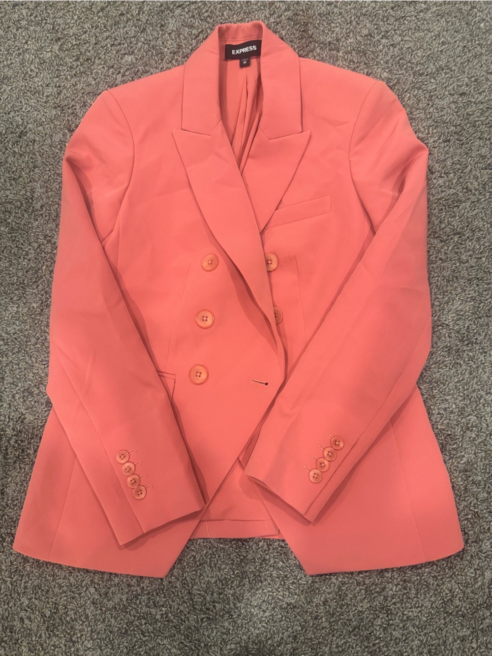 Express Coral Pink Double-Breasted Blazer